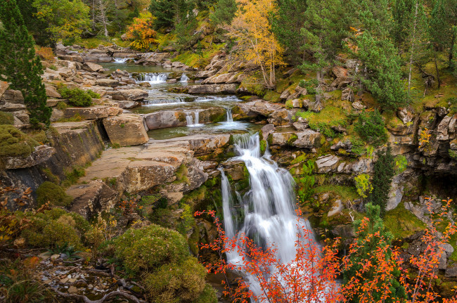 Обои картинки фото природа, водопады, водопад, река, лес