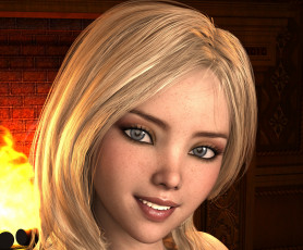 Картинка 3д+графика портрет+ portraits фон взгляд девушки