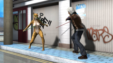 Картинка 3д+графика фантазия+ fantasy взгляд девушка пантера фон