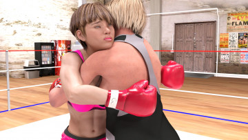 Картинка 3д+графика спорт+ sport бокс ринг фон взгляд девушки