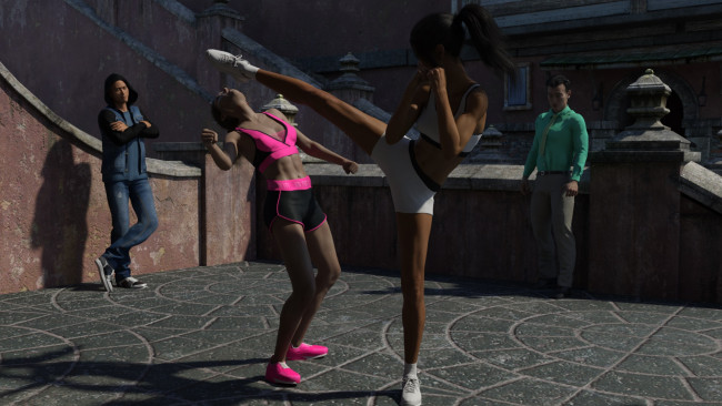 Обои картинки фото 3д графика, фантазия , fantasy, фон, взгляд, девушки, борьба