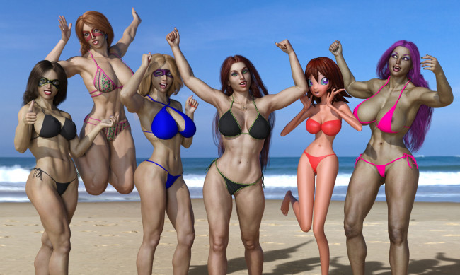 Обои картинки фото 3д графика, люди , people, взгляд, девушки, фон