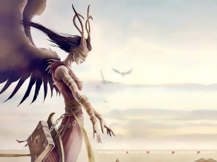 Картинка календари фэнтези профиль крылья девушка calendar 2019