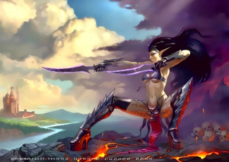 Картинка календари фэнтези оружие эльф женщина 2019 calendar воительница череп