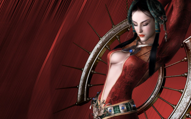 Обои картинки фото видео игры, a3,  age of sovereign , project a3, платье, девушка, шипы, декольте, пояс