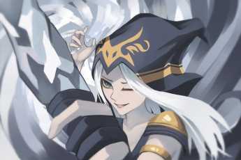 Картинка видео+игры league+of+legends лицо капюшон ashe