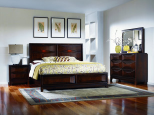 Картинка интерьер спальня кровать подушки