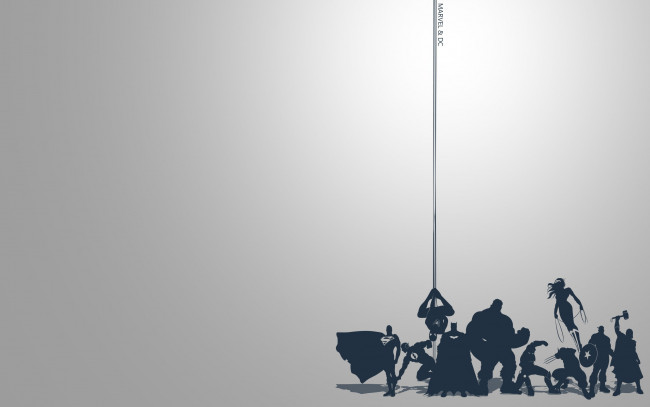 Обои картинки фото marvel, heroes, векторная, графика, силуэты, комиксы, герои