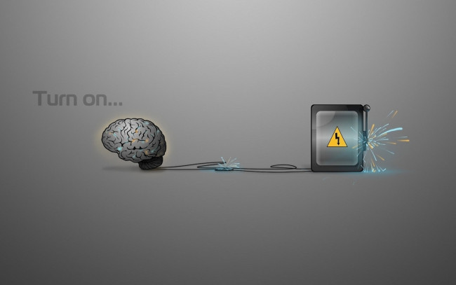 Обои картинки фото turn, on, векторная, графика, провода, электричество, мозг