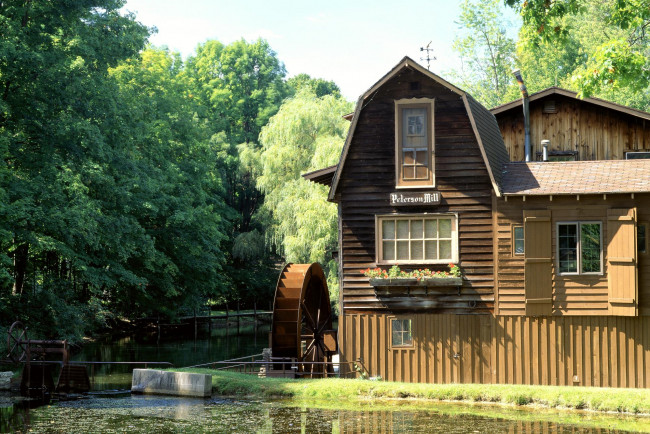 Обои картинки фото разное, мельницы, дом, река, мельница