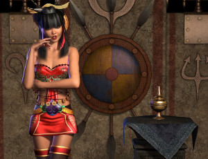 Картинка 3д+графика people+ люди девушка азиатка прическа кувшин