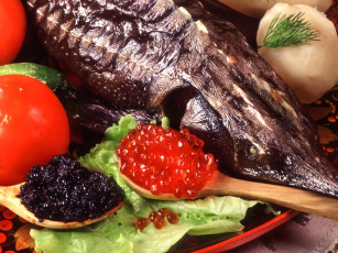 Картинка еда рыба +морепродукты +суши +роллы икра помидоры зелень картофель