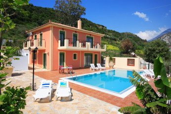 Картинка остров+кефалония +греция города -+здания +дома остров бассейн курорт