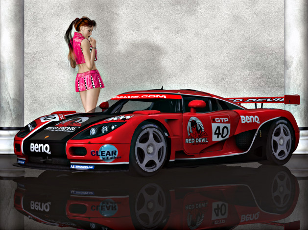 Обои картинки фото автомобили, 3д, девушка, автомобиль