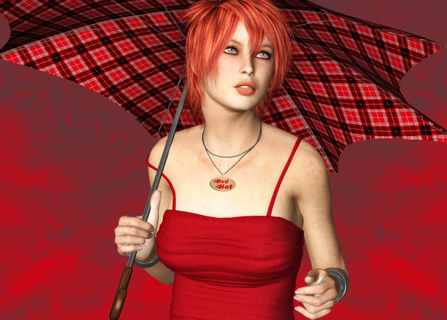 Обои картинки фото 3д графика, people , люди, девушка, зонтик