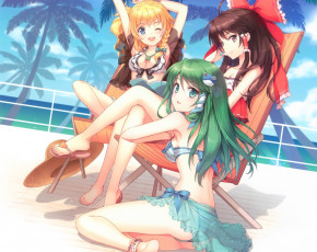 Картинка аниме touhou фон взгляд девушки