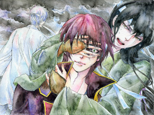 Картинка аниме gintama арт гинтама парни