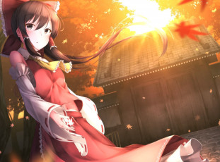 Картинка аниме touhou платье взгляд фон девушка