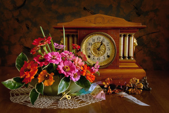 Картинка разное Часы +часовые+механизмы цинния часы текстура букет