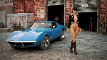 Картинка автомобили 3d+car&girl автомобиль фон взгляд девушка