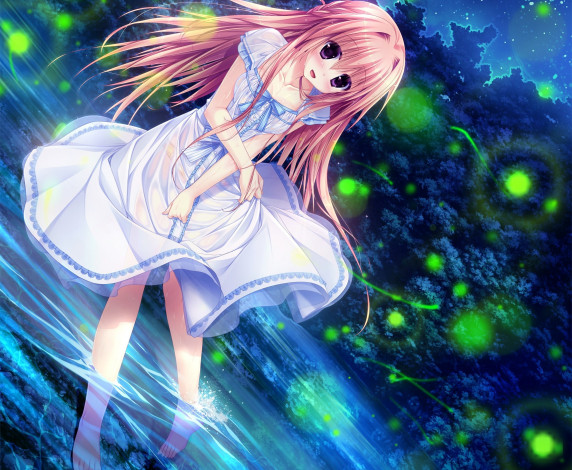 Обои картинки фото аниме, unknown,  другое, фон, взгляд, девушка