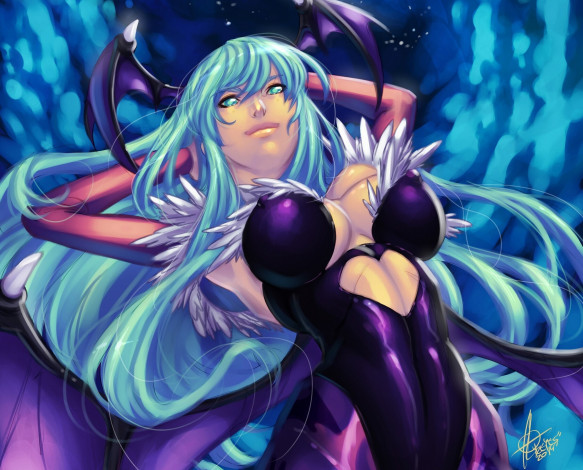 Обои картинки фото разное, арты, демон, фон, взгляд, девушка