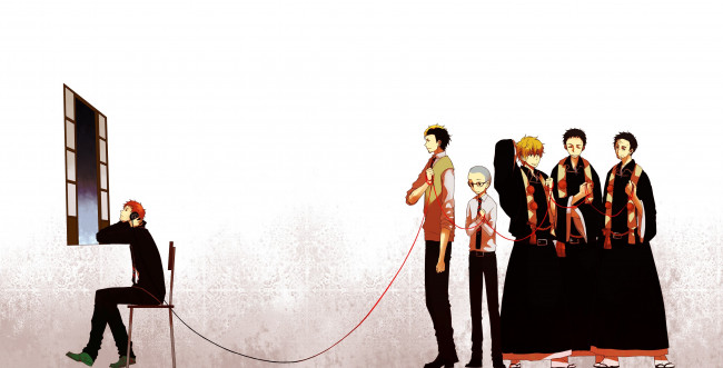 Обои картинки фото аниме, ao no exorcist, синий, экзорцист, парни, фон, арт