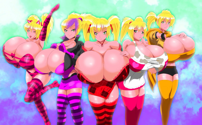 Обои картинки фото аниме, unknown,  другое, форма, блондинки, девушки, грудь