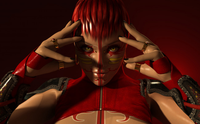 Обои картинки фото 3д графика, фантазия , fantasy, фон, взгляд, девушка