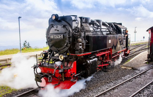 Обои картинки фото техника, паровозы, железная, паровоз, рельсы, дорога