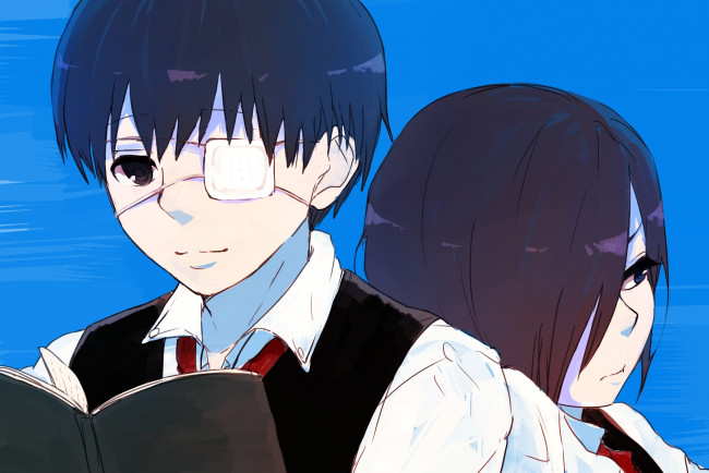 Обои картинки фото аниме, tokyo ghoul, токийский, гуль, канеки, кен, арт, тока
