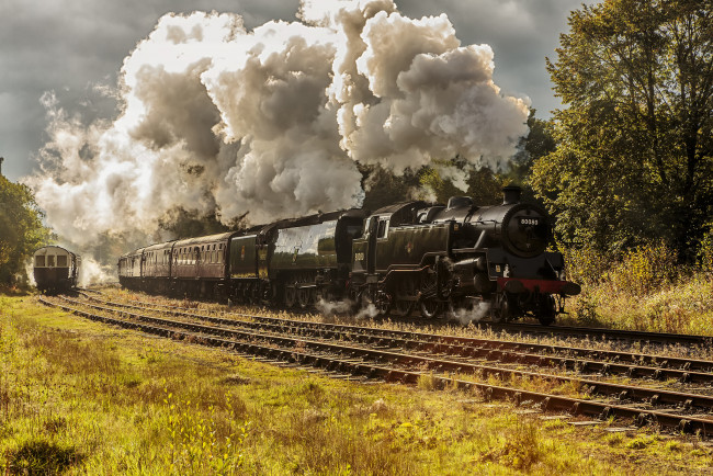 Обои картинки фото техника, паровозы, паровоз, рельсы, дорога, железная