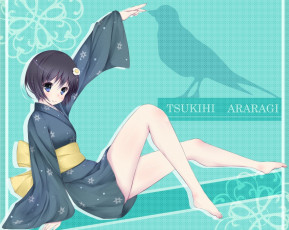 Картинка аниме bakemonogatari взгляд девушка фон