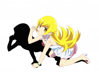 Картинка аниме bakemonogatari фон взгляд девушка