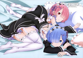 Картинка аниме re +zero+kara+hajimeru+isekai+seikatsu rem ram