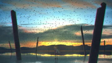 Картинка аниме touhou девушка взгляд фон