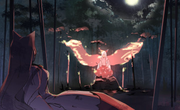 Картинка аниме touhou девушка фон взгляд