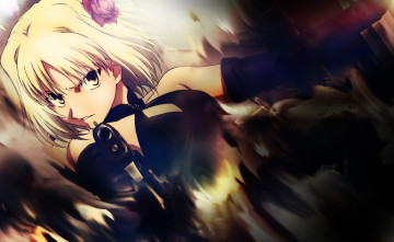 Картинка аниме canaan девушка взгляд фон