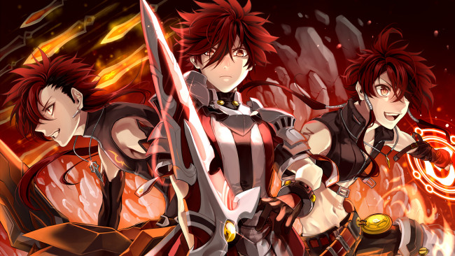 Обои картинки фото elsword, аниме, парени, взгляд, фон