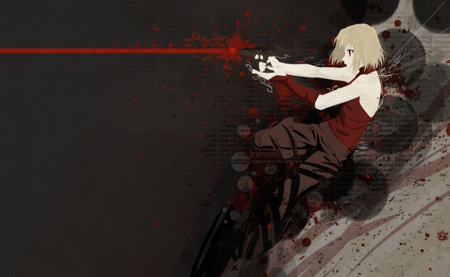 Обои картинки фото canaan, аниме, фон, взгляд, девушка