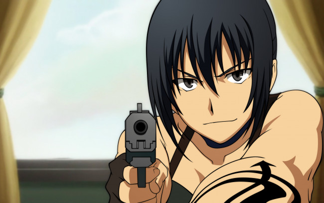 Обои картинки фото аниме, canaan, взгляд, девушка, фон