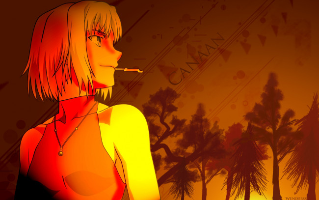 Обои картинки фото аниме, canaan, взгляд, девушки, фон