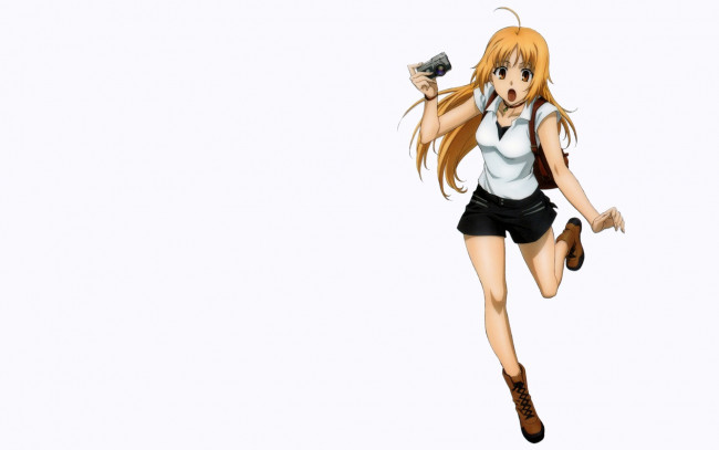 Обои картинки фото аниме, canaan, взгляд, фон, девушка