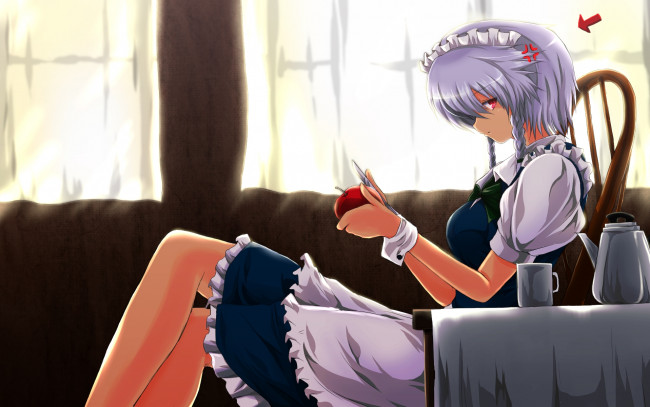 Обои картинки фото аниме, touhou, девушка, фон, взгляд