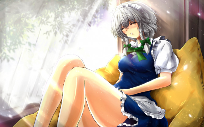 Обои картинки фото аниме, touhou, фон, девушка, взгляд