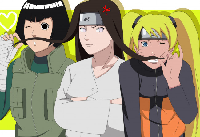 Обои картинки фото аниме, naruto, рок-ли, неджи, наруто
