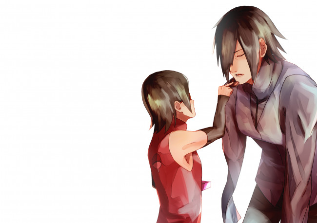 Обои картинки фото аниме, naruto, сарада, саске