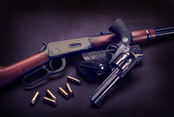 обоя оружие, револьвер, ружьё, патроны