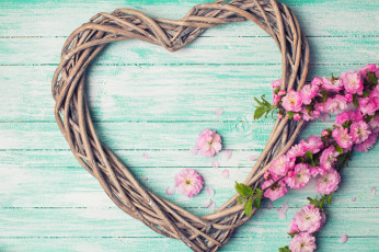 Картинка праздничные день+святого+валентина +сердечки +любовь плетеное сердечко