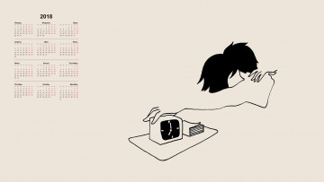 Картинка календари рисованные +векторная+графика 2018 будильник любовники